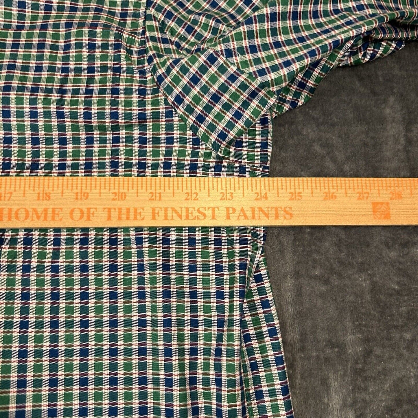 Duluth Trading Shirt Men Large Green Blue Check Button Up Long Sleeve Colorful