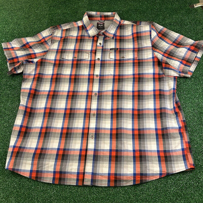 Wrangler Shirt Mens XXL 2XL Blue Red Gray Button Up Short Sleeve Flap Pockets