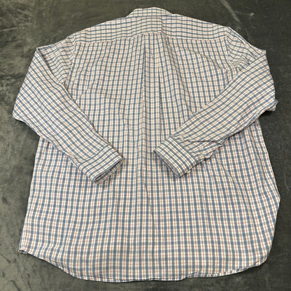 Fairway Greene Shirt Mens Large Blue White Red Check Button Up Long Sleeve Golf