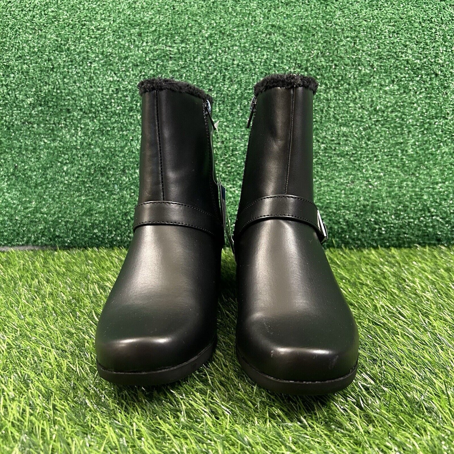 Khombu Madison Boots Womens 8.5 M Black Ankle Fur Lined Warm Outdoor Zip New