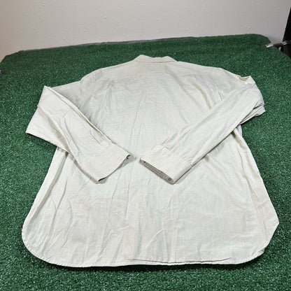 Banana Republic Shirt Mens Large Light Brown/White Button Up Long Sleeve Casual