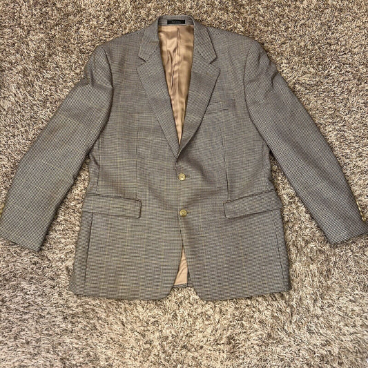 Lauren Ralph Lauren Suit Jacket Mens 44R Brown Black Houndstooth 100% Wool