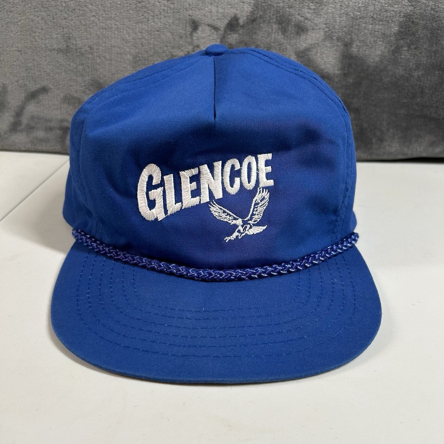 Vintage Glencoe Hat Cap Mens Strap Back Blue Rope Otto Cap Retro Adjustable