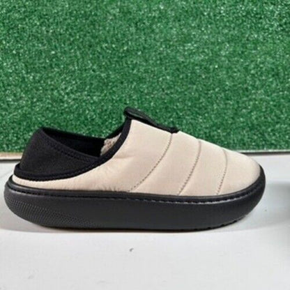 Crocs Classic Puff Mocs Beige Black Slip On Casual Comfort Shoes Womens 8 New