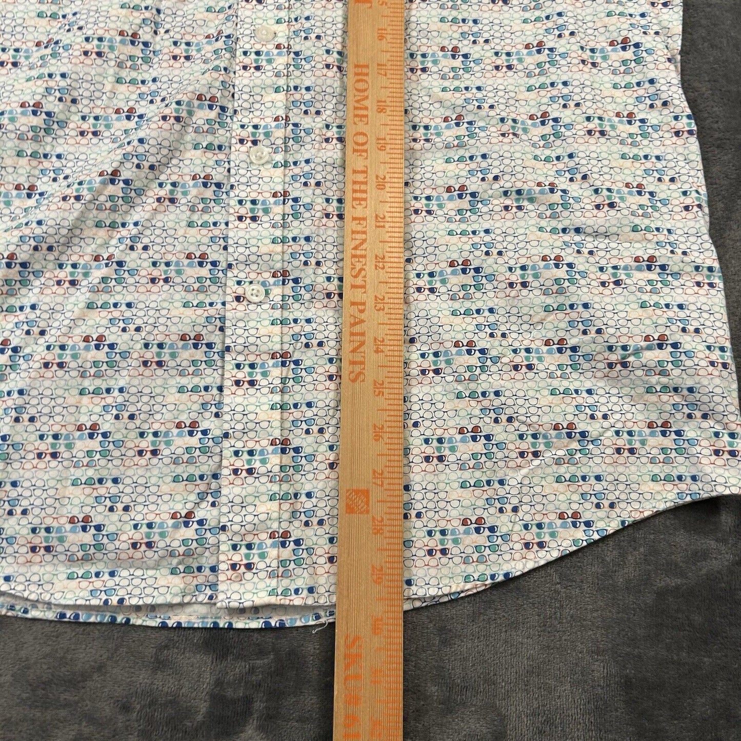 Club Room Shirt Mens Large White Glasses Graphic Button Up Short Sleeve AOP