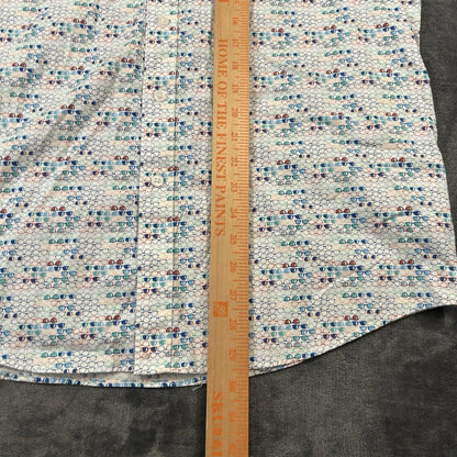 Club Room Shirt Mens Large White Glasses Graphic Button Up Short Sleeve AOP