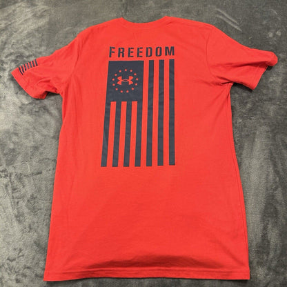Under Armour Freedom Shirt Mens Small Red Blue Short Sleeve Tee USA Patriotic