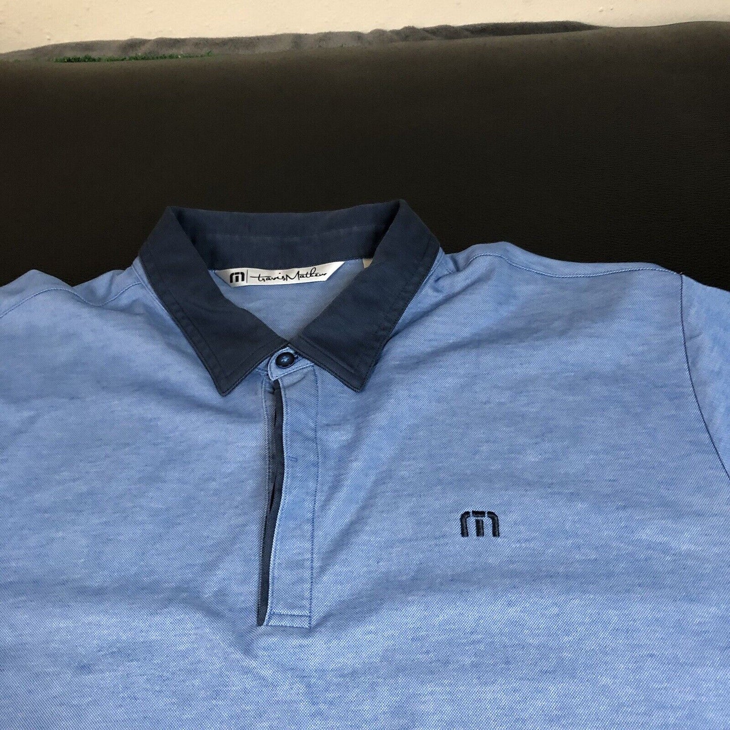 Travis Mathew Polo Shirt Mens XXL 2XL Blue Golf Athletic Pima Short Sleeve