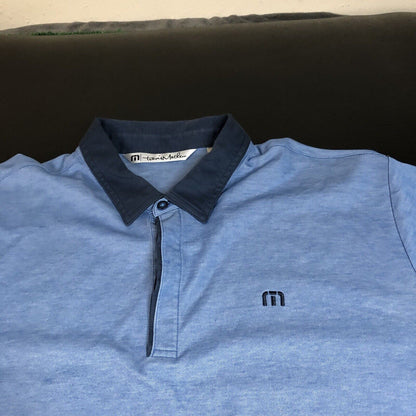 Travis Mathew Polo Shirt Mens XXL 2XL Blue Golf Athletic Pima Short Sleeve