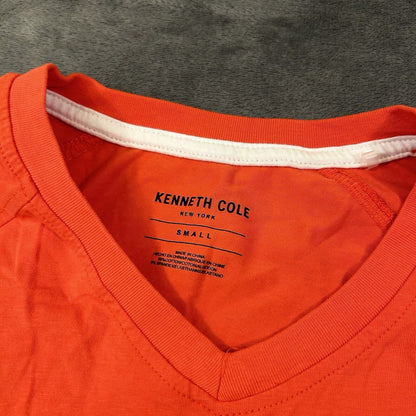Kenneth Cole Shirt Mens Small Red Orange Short Sleeve Casual T-shirt V-neck