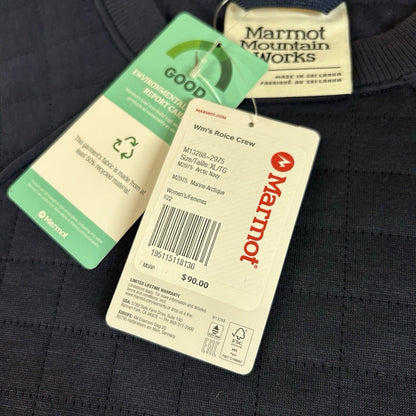 Marmot Roice Crew Sweater Womens Extra Large Navy Pullover Quilted New $90