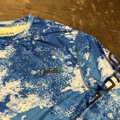 Cabelas Guidewear Shirt Men Medium Blue Camo Long Sleeve Casual Outdoor Athletic