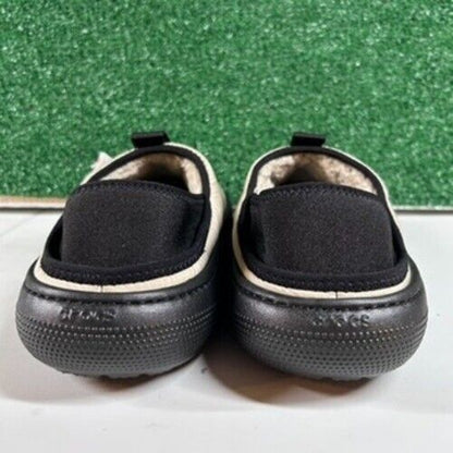 Crocs Classic Puff Mocs Beige Black Slip On Casual Comfort Shoes Womens 9 New