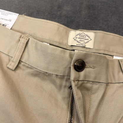 St Johns Bay Chino Pants Mens 40x30" Brown Straight Leg Work Classic Fit Stretch