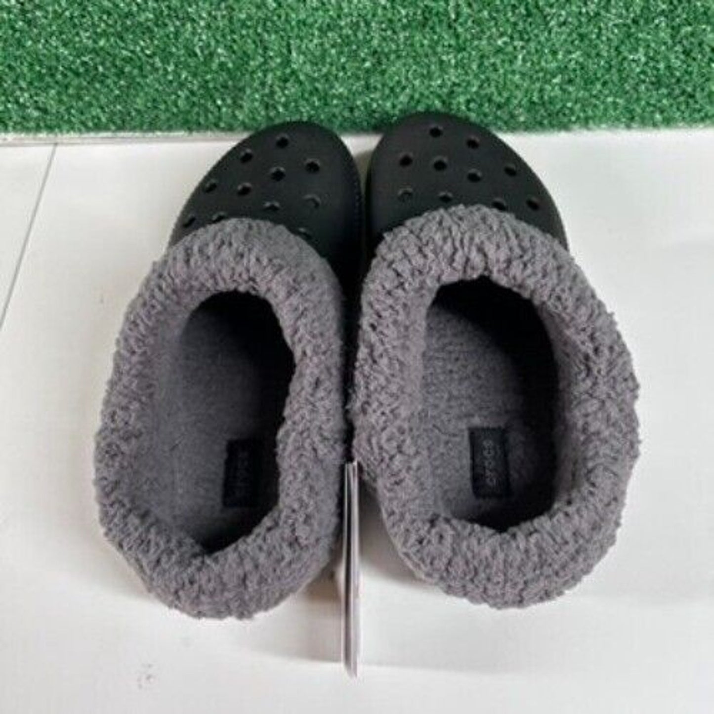 Crocs Classic Blitzen IV Lined Clog Fuzzy Fur Slip On Comfort Black Womens 8 New