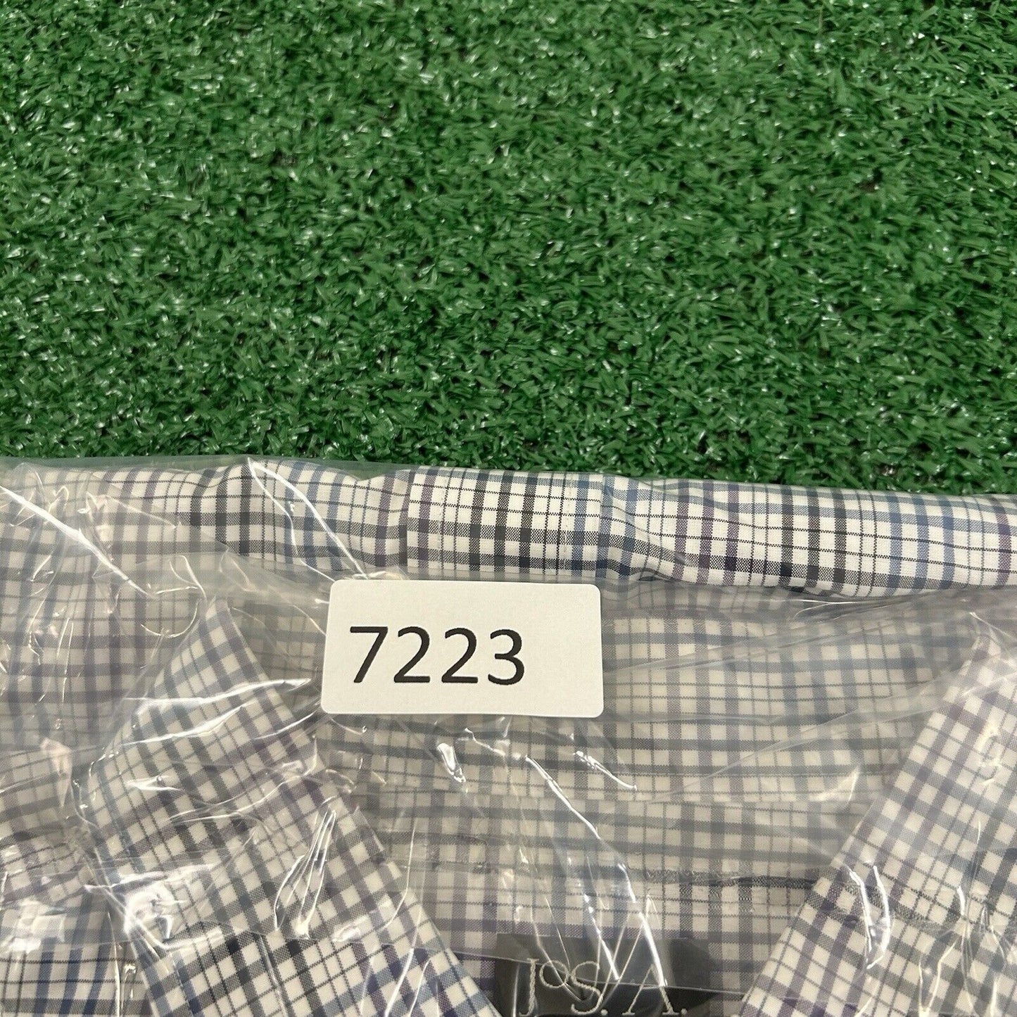 Jos A Bank Shirt Mens Large Blue White Check Button Up Long Sleeve Colorful Work