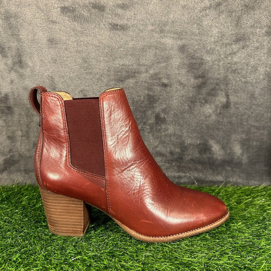 Madewell Reagan Chelsea Boots Womens 8.5 M Red Leather Ankle Booties Casual