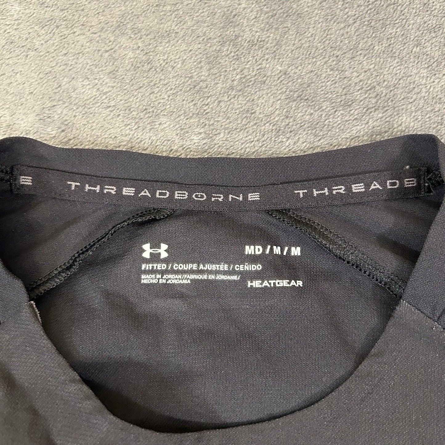 Under Armour Shirt Mens Medium Gray Black 3/4 Sleeve Project Rock Threadborne