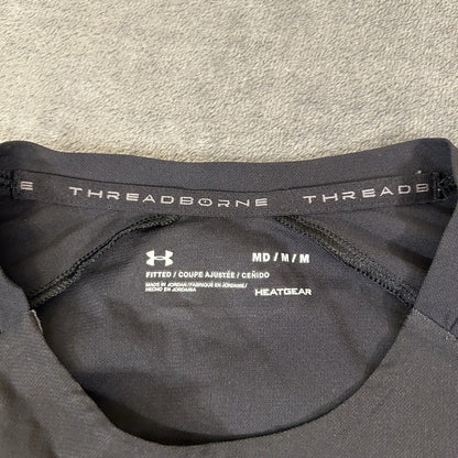 Under Armour Shirt Mens Medium Gray Black 3/4 Sleeve Project Rock Threadborne