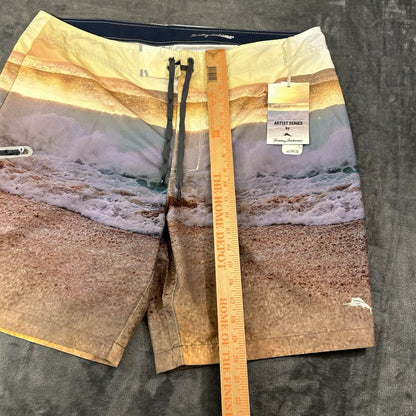 Tommy Bahama Board Shorts Mens 40" Yellow Blue Molokai Sunset Break Swim NEW