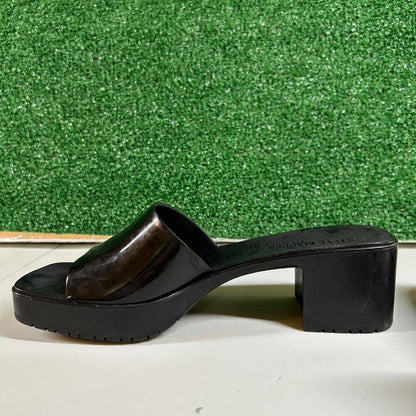 Steve Madden Harlin Platform Sandals Block Heel Slide On Mule Black Womens 9