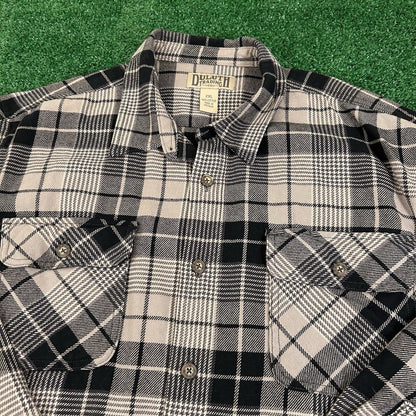 Duluth Trading Shacket Mens XXL 2XL Black Gray Plaid Button Up Outdoor Shirt