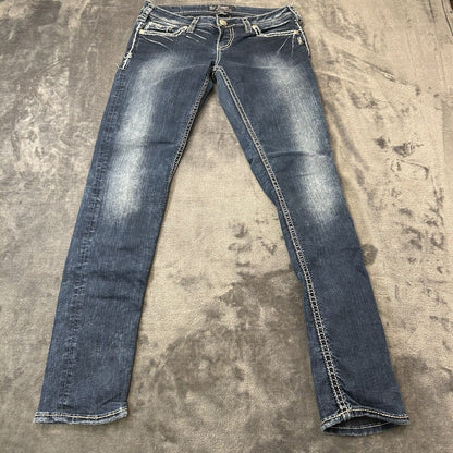 Silver Aiko Jeans Womens Blue 28x31" Blue Flap Skinny Denim Pants Stretch