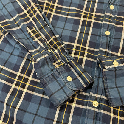 American Eagle Shirt Mens Medium Blue White Plaid Button Up Long Sleeve Outdoor
