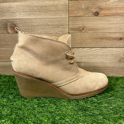 Sperry Harlow Boots Womens 8 M Brown Suede Leather Ankle Booties Casual Wedge