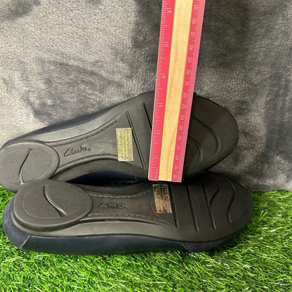 Clarks Bendables Flats Womens 7 W Blue Leather Shoes Slip On Casual Comfort