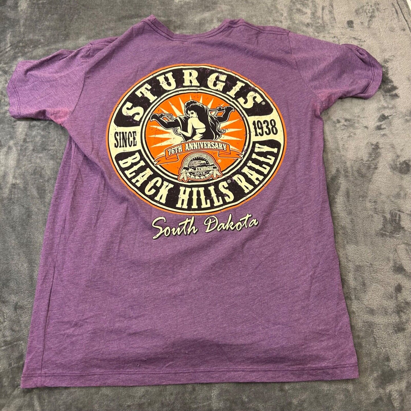 Motorcycle Rally Sturgis Shirt Mens Extra Large Purple Short Sleeve South Dakota