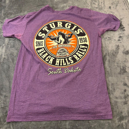 Motorcycle Rally Sturgis Shirt Mens Extra Large Purple Short Sleeve South Dakota