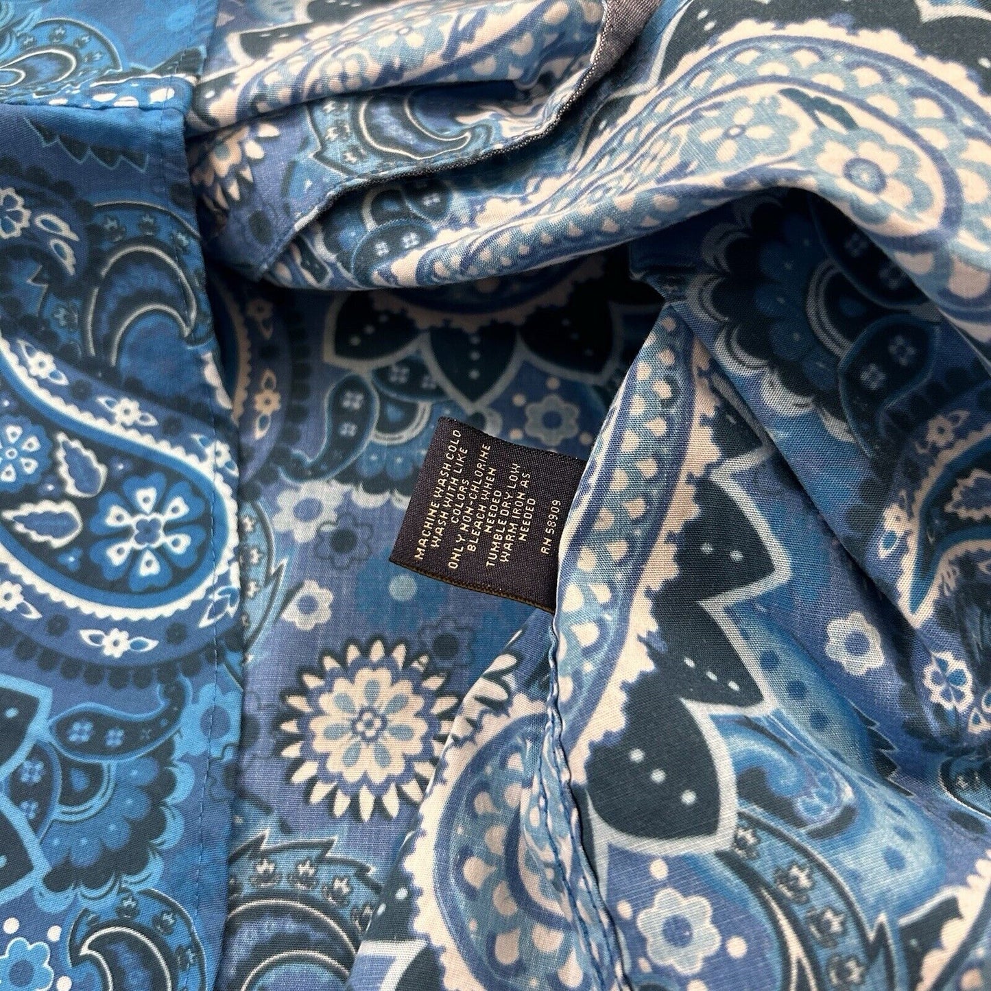 Cremieux Shirt Mens Medium Blue Paisley Button Up Long Sleeve Stretch NEW $59