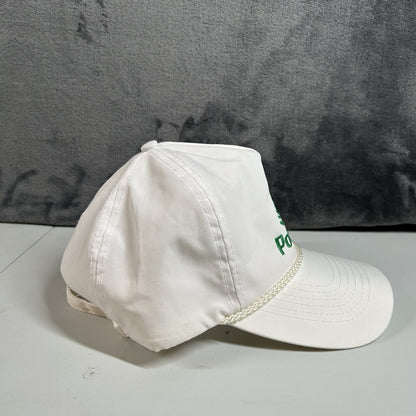 Vintage Potlatch Hat Cap Mens Strap Back White Green Rope Otto Cap Adjustable