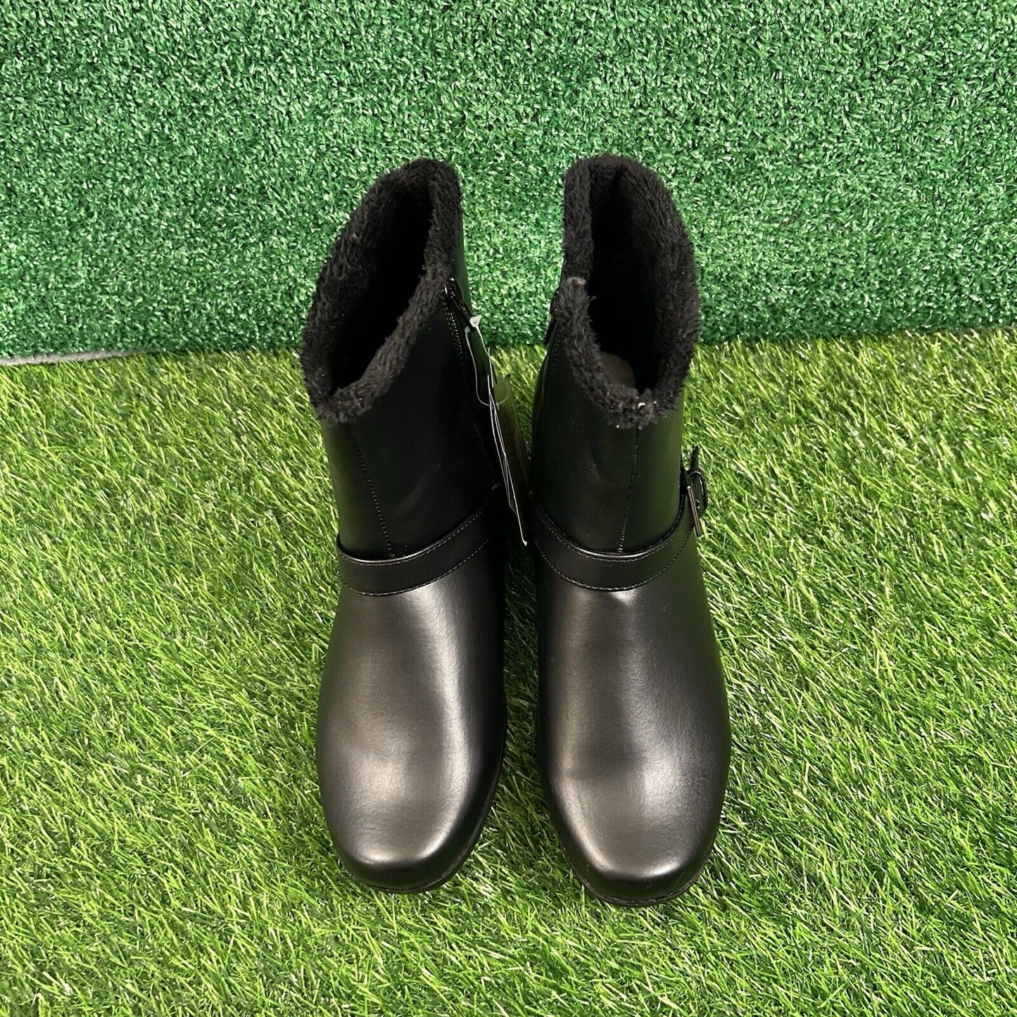 Khombu Madison Boots Womens 8.5 M Black Ankle Fur Lined Warm Outdoor Zip New