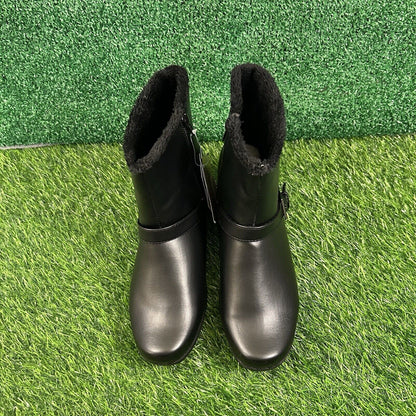 Khombu Madison Boots Womens 8.5 M Black Ankle Fur Lined Warm Outdoor Zip New