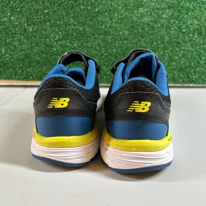 New Balance 680v6 Running Shoes Hook & Loop Athletic Sneakers Black Blue Kids 7Y