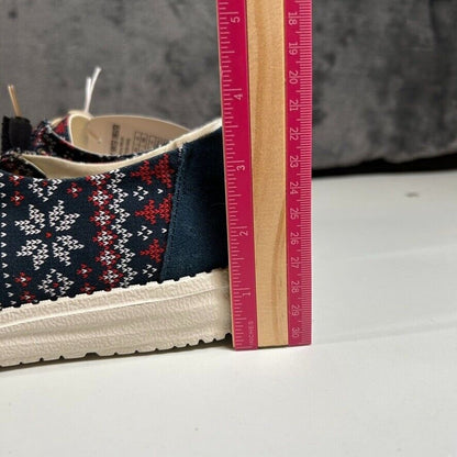 Hey Dude Wendy Winter Sweater Slip On Loafers Casual Shoes Blue Womens 8 New