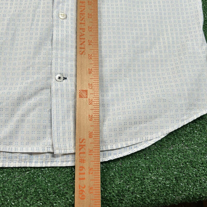 Banana Republic Shirt Mens Medium White Blue Geometric Button Up Long Sleeve