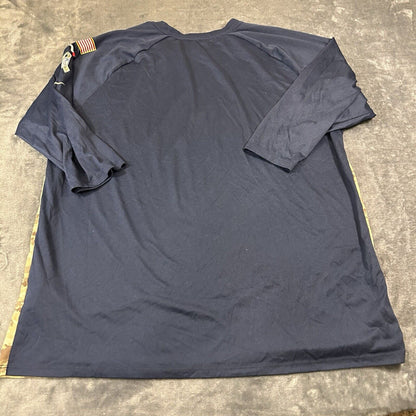 Nike On Field New England Patriots Shirt Mens XXL 2XL Green Blue Camo 3/4 Sleeve