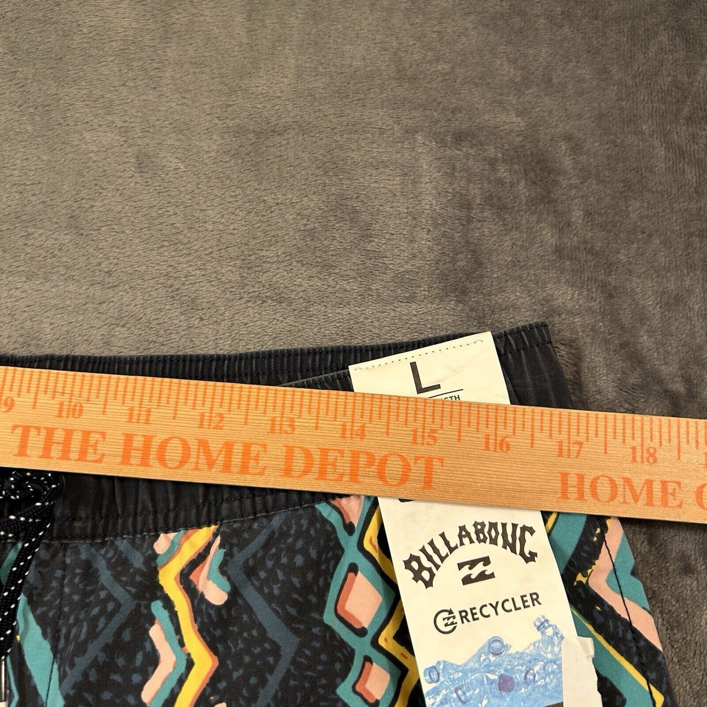 Billabong Board Shorts Mens Large 34" Blue Striped Aztec Hybrid Drawstring NEW