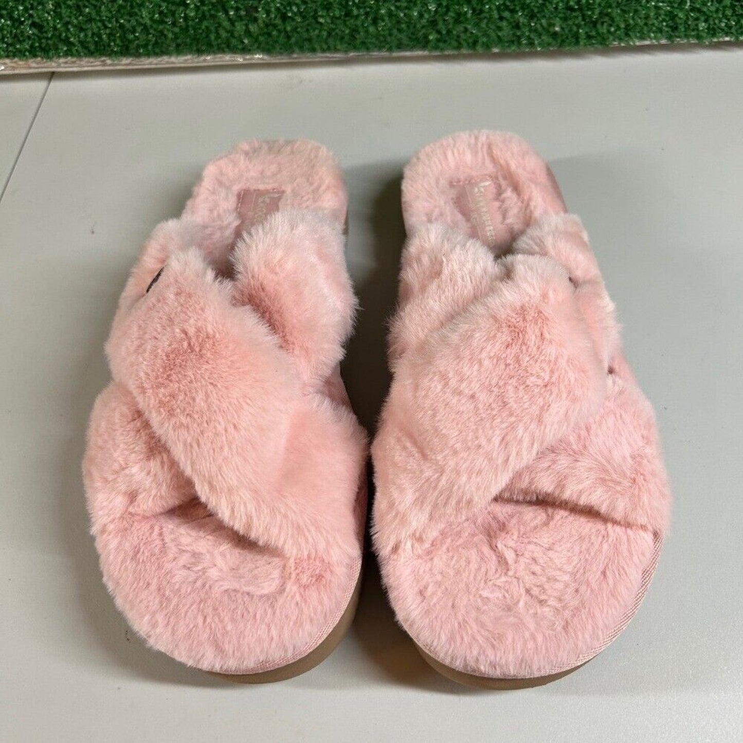 Koolaburaa Ugg Furr-ah Fluff Slides Pink Faux Fur Open Toe Slip On Womens 7