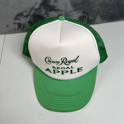 Crown Royal Regal Apple Trucker Hat Cap Mens Snapback Green White Y2K Foam Rope