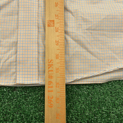 Jos a Bank Shirt Mens Extra Large Blue Orange Check Button Up Short Sleeve Work