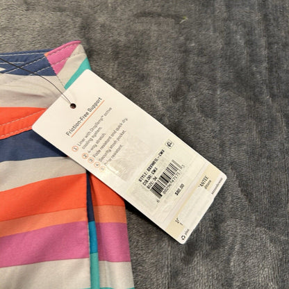 SAXX Betawave 2N1 Board Shorts Men 34" Orange Blue Striped Drawstring Swim NEW