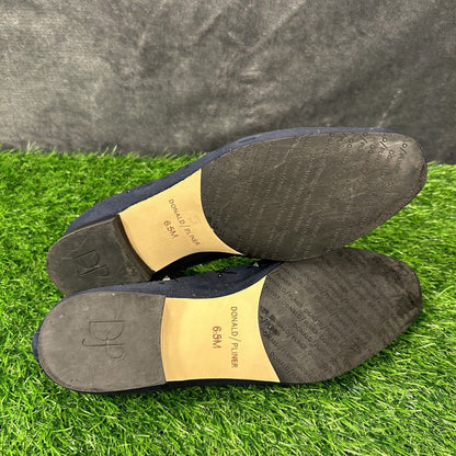 Donald Pliner Loafer Womens 6.5 M Blue Shoe Suede Leather Slip On Studded Luxxsp