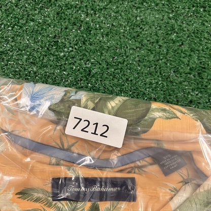 Tommy Bahama Hawaiian Shirt Mens 3XB Orange Floral Button Up Short Sleeve Silk