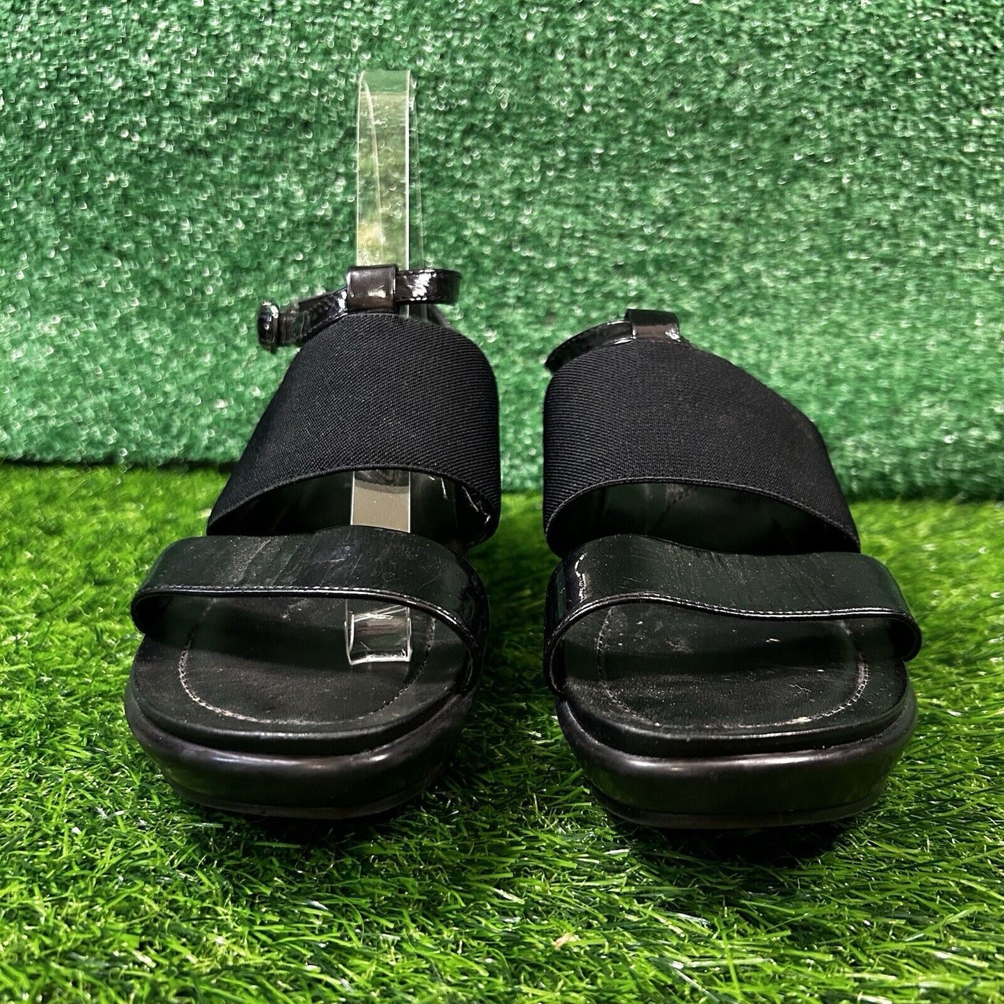 Dansko Addison Sandals Womens 8 M Black Patent Leather Wedge Ankle Strap Outdoor