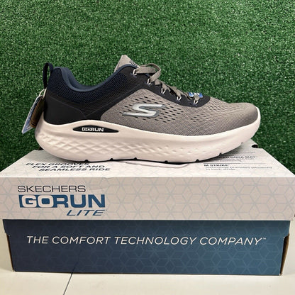 Skechers Go Run Lite Mens 9.5 Gray Navy Shoes Sneaker Athletic Comfort NEW