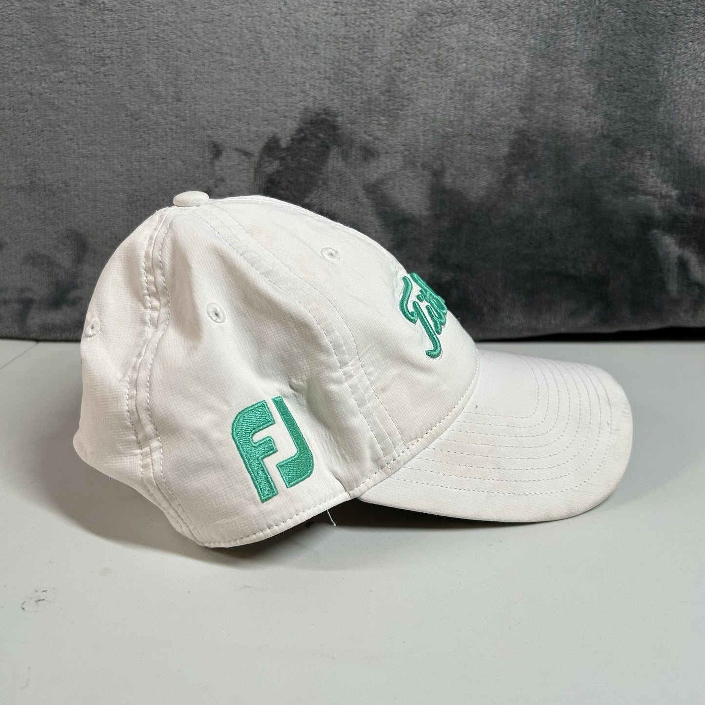 Titleist Golf Hat Cap Adult Strap Back White Green/Blue Footjoy ProV1 Adjustable